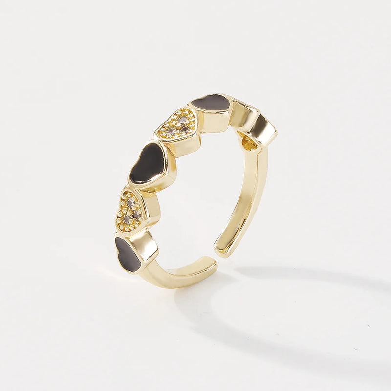 Zr0078 Geometric Oil Drop Micro Inlaid Hand Ornament Adjustable Ring