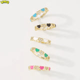 Zr0078 Geometric Oil Drop Micro Inlaid Hand Ornament Adjustable Ring