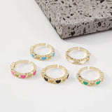 Zr0078 Geometric Oil Drop Micro Inlaid Hand Ornament Adjustable Ring