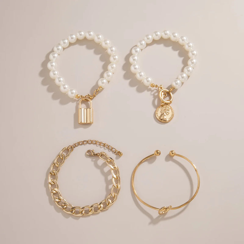 Women's Multi-Layer Pearl Bracelet Set