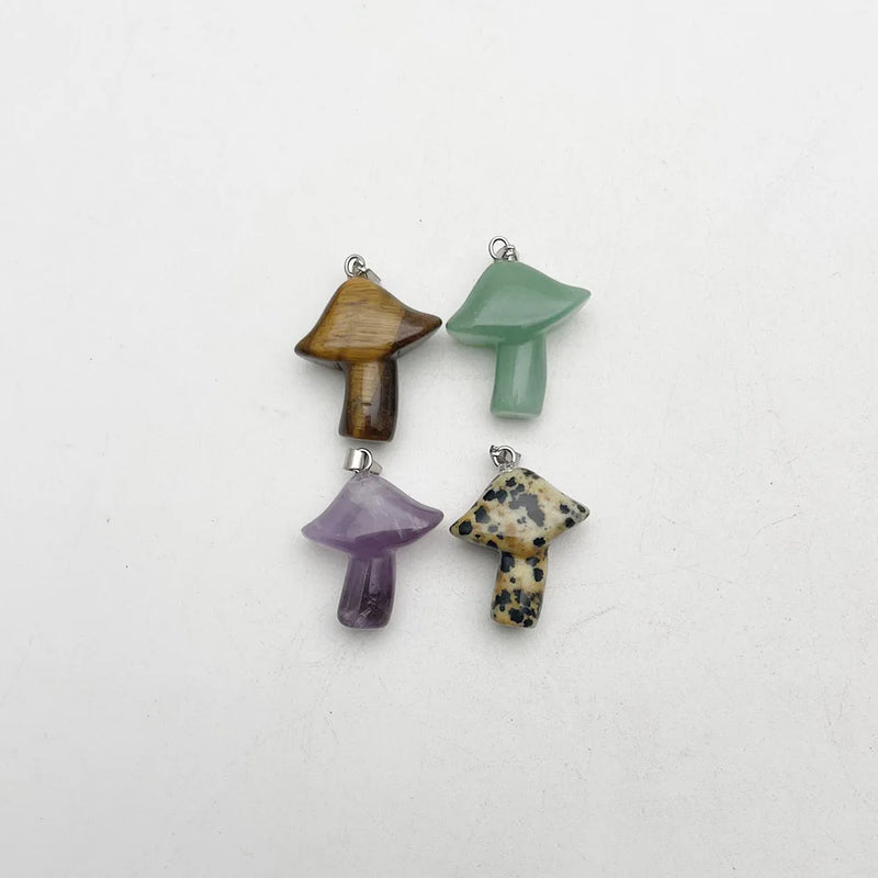 Aventurine Mushroom Stone Pendant Necklace for Jewelry Making