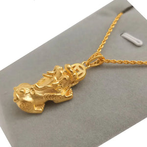 Sand Men's Coins Large Pixiu Pendant 24k Gold-plated Jewelry