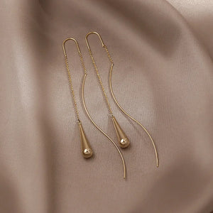 Water Drop Pendant Ear Line Metal Hoop Earrings for Women