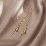 Water Drop Pendant Ear Line Metal Hoop Earrings for Women