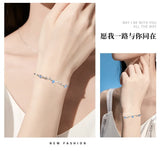 Crystal Aquamarine Gemstones Diamond Chain Bracelet Silver Jewelry