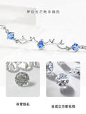 Crystal Aquamarine Gemstones Diamond Chain Bracelet Silver Jewelry