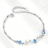 Crystal Aquamarine Gemstones Diamond Chain Bracelet Silver Jewelry