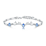 Crystal Aquamarine Gemstones Diamond Chain Bracelet Silver Jewelry