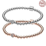 925 Sterling Silver Rose Bead Chain Bracelet for Charm Beads DIY