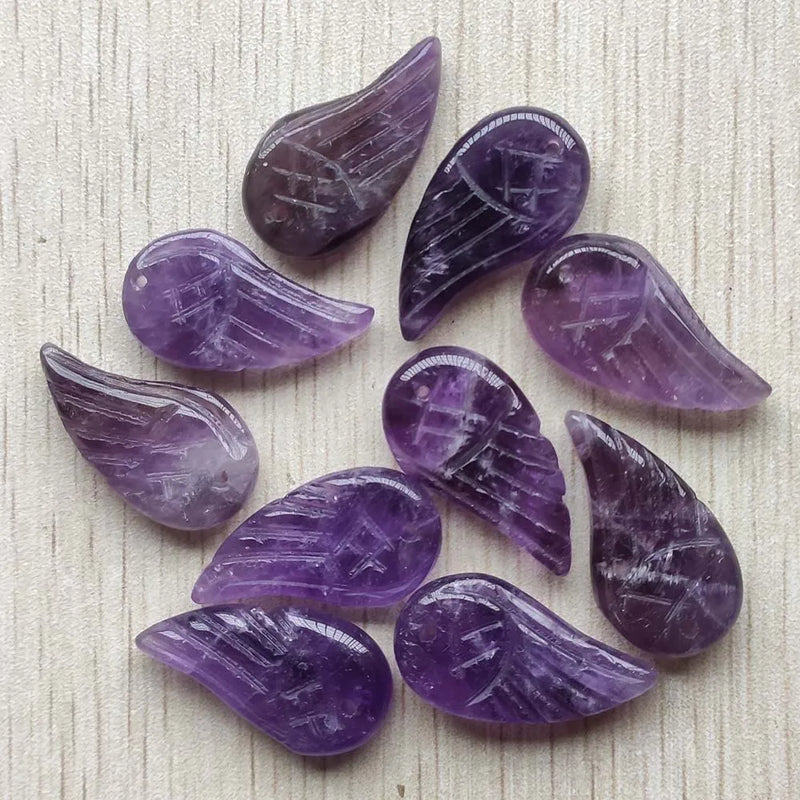 Amethyst Angel Wings Pendants for Jewelry Making 8pcs
