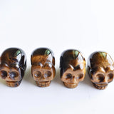 Tiger Eye Stone Skull Charms Pendants for Jewelry Making 4pcs