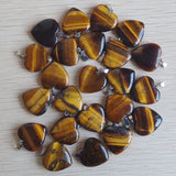 50pcs Tiger Eye Stone Heart Pendants for Jewelry Making