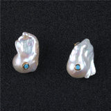 Baroque Pearl Earrings Stud with Turquoise for Women