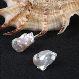 Baroque Pearl Earrings Stud with Turquoise for Women