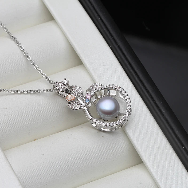 Freshwater Pearl Pendant with Zircon Necklace for Women