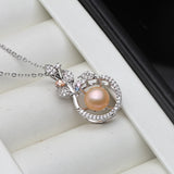 Freshwater Pearl Pendant with Zircon Necklace for Women