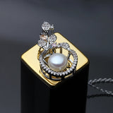 Freshwater Pearl Pendant with Zircon Necklace for Women