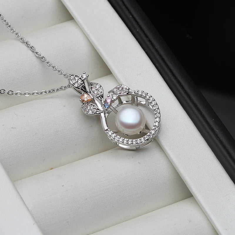 Freshwater Pearl Pendant with Zircon Necklace for Women