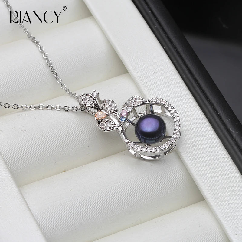Freshwater Pearl Pendant with Zircon Necklace for Women