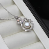 Freshwater Pearl Pendant with Zircon Necklace for Women