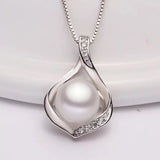 Freshwater Pearl Pendant Necklace 925 Sterling Silver Bridal Jewelry