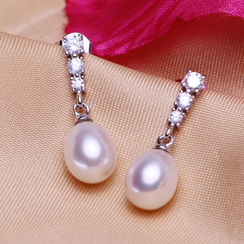Freshwater Pearl Stud Earrings 925 Sterling Silver Wedding