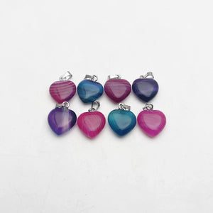 Rose stripe agate Good heart pendant Necklace 15MM 12PCS