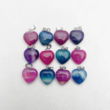 Rose stripe agate Good heart pendant Necklace 15MM 12PCS