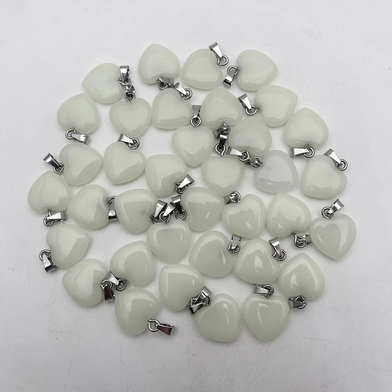 15MM Natural Stone Heart Pendant Necklace for Jewelry Making