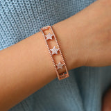 Bohemian Double Layer Bangle Bracelet with CZ Charm