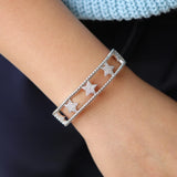Bohemian Double Layer Bangle Bracelet with CZ Charm