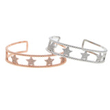 Bohemian Double Layer Bangle Bracelet with CZ Charm