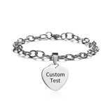 Heart Shaped Stainless Steel Charm Bracelet Jewelry