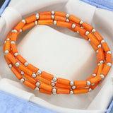 Orange Coral Tube Beads Bracelets Multilayer Bangle B2792