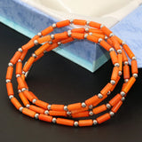 Orange Coral Tube Beads Bracelets Multilayer Bangle B2792