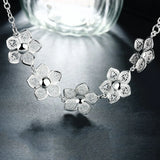 925 Silver Necklace Women Flowers Pendant Wedding
