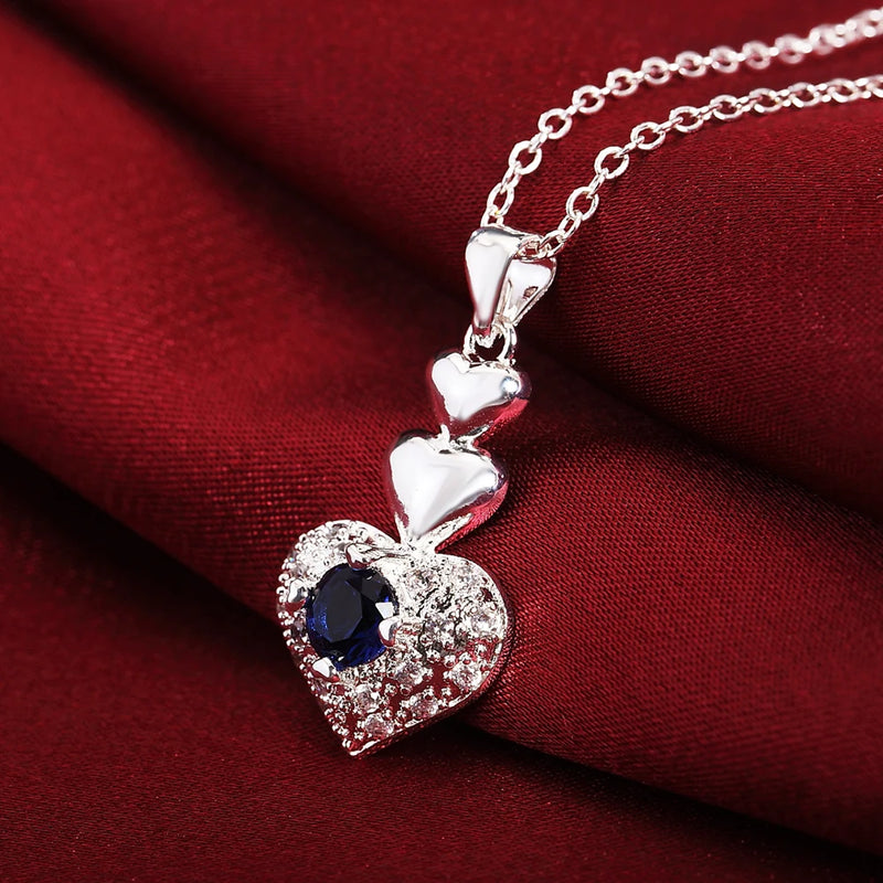 925 Silver Necklace Women Jewelry Heart Pendant for Wedding Party