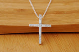 925 Silver Necklace Women Jewelry Cross Crystal Pendant Christmas Wedding