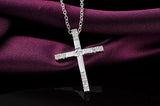 925 Silver Necklace Women Jewelry Cross Crystal Pendant Christmas Wedding