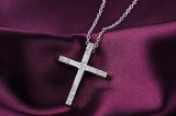 925 Silver Necklace Women Jewelry Cross Crystal Pendant Christmas Wedding