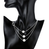 925 Silver Necklace Frosted Beads Pendant Wedding