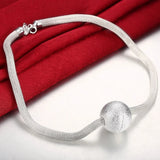 925 Silver Necklace Frosted Beads Pendant Wedding