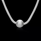 925 Silver Necklace Frosted Beads Pendant Wedding