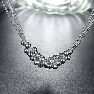 925 Silver Necklace Women Tassel Beads Grape Christmas