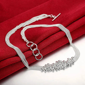 925 Silver Necklace Women Tassel Beads Grape Christmas