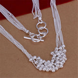 925 Silver Necklace Women Tassel Beads Grape Christmas