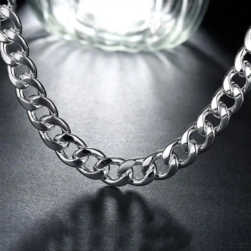925 Silver Necklace 10MM Men's 24 inches Xmas Gift