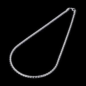 925 Silver 4MM Twisted Rope Men's Necklace 20 Inches Christmas