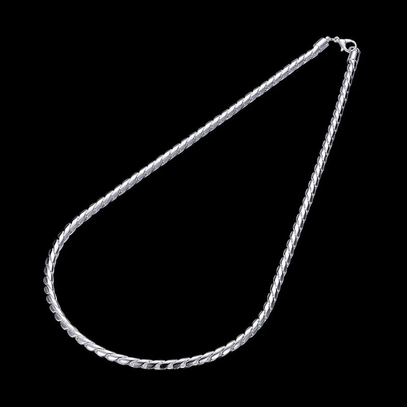 925 Silver 4MM Twisted Rope Men's Necklace 20 Inches Christmas