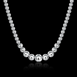 925 Silver Smooth Beads Necklace for Wedding